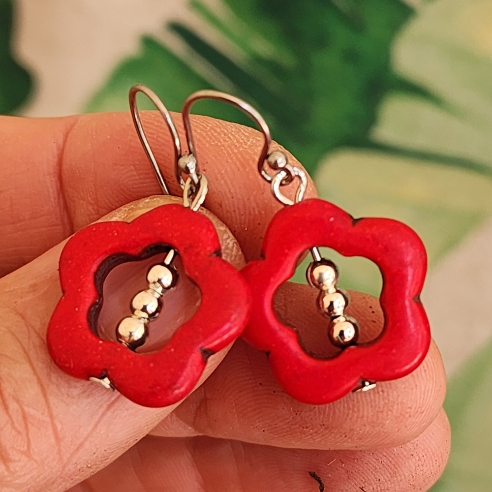FP Jewelry Amalia Red Natural Hawolite Stones Lightweight Earrings
